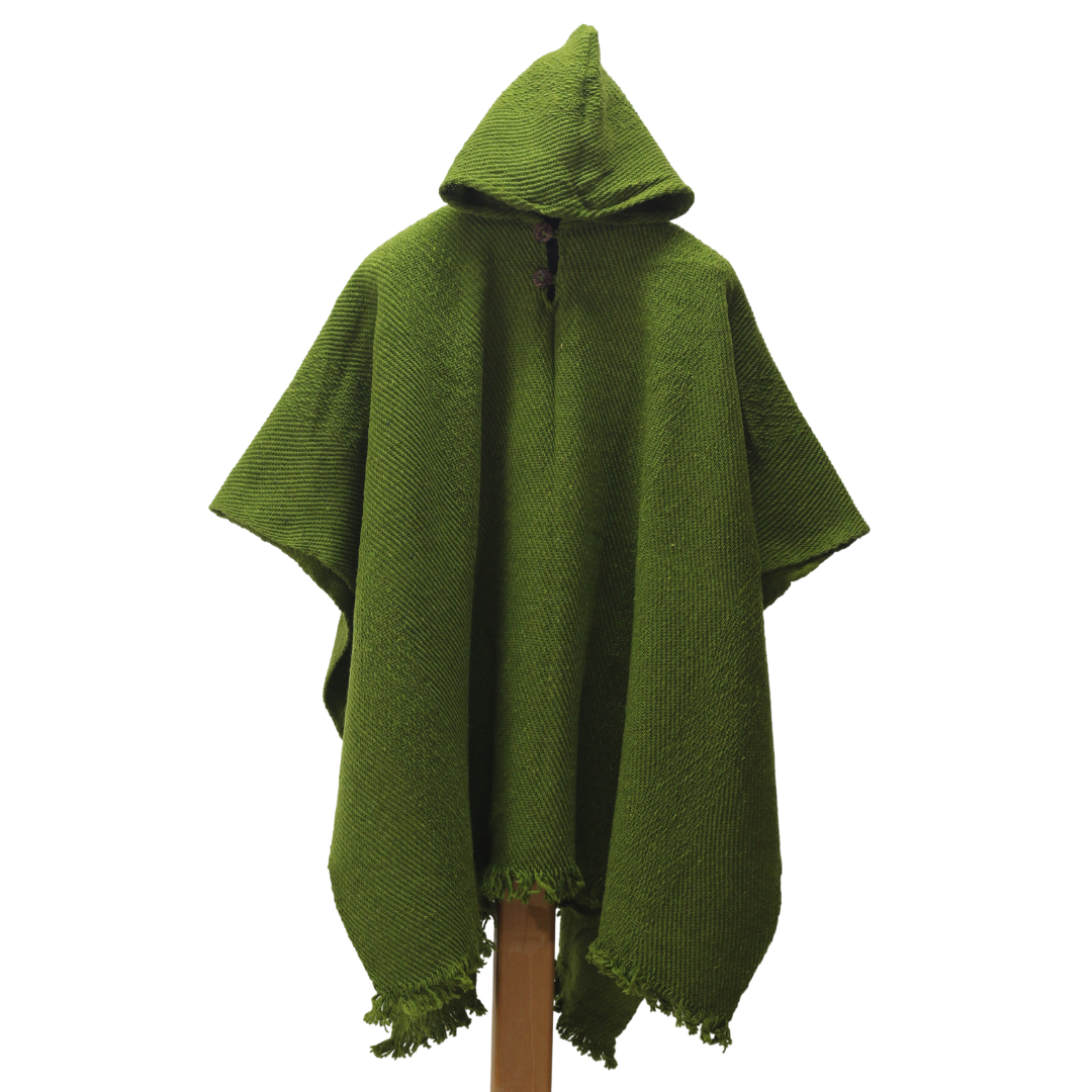 PONCHO LANA OVEJA VERDE ALBARICOQUE