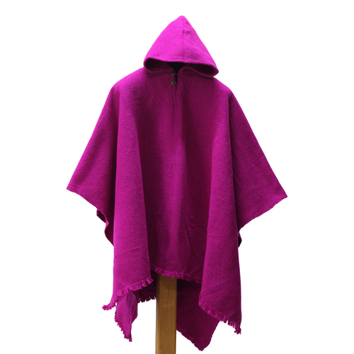 PONCHO LANA HUASO FUCSIA