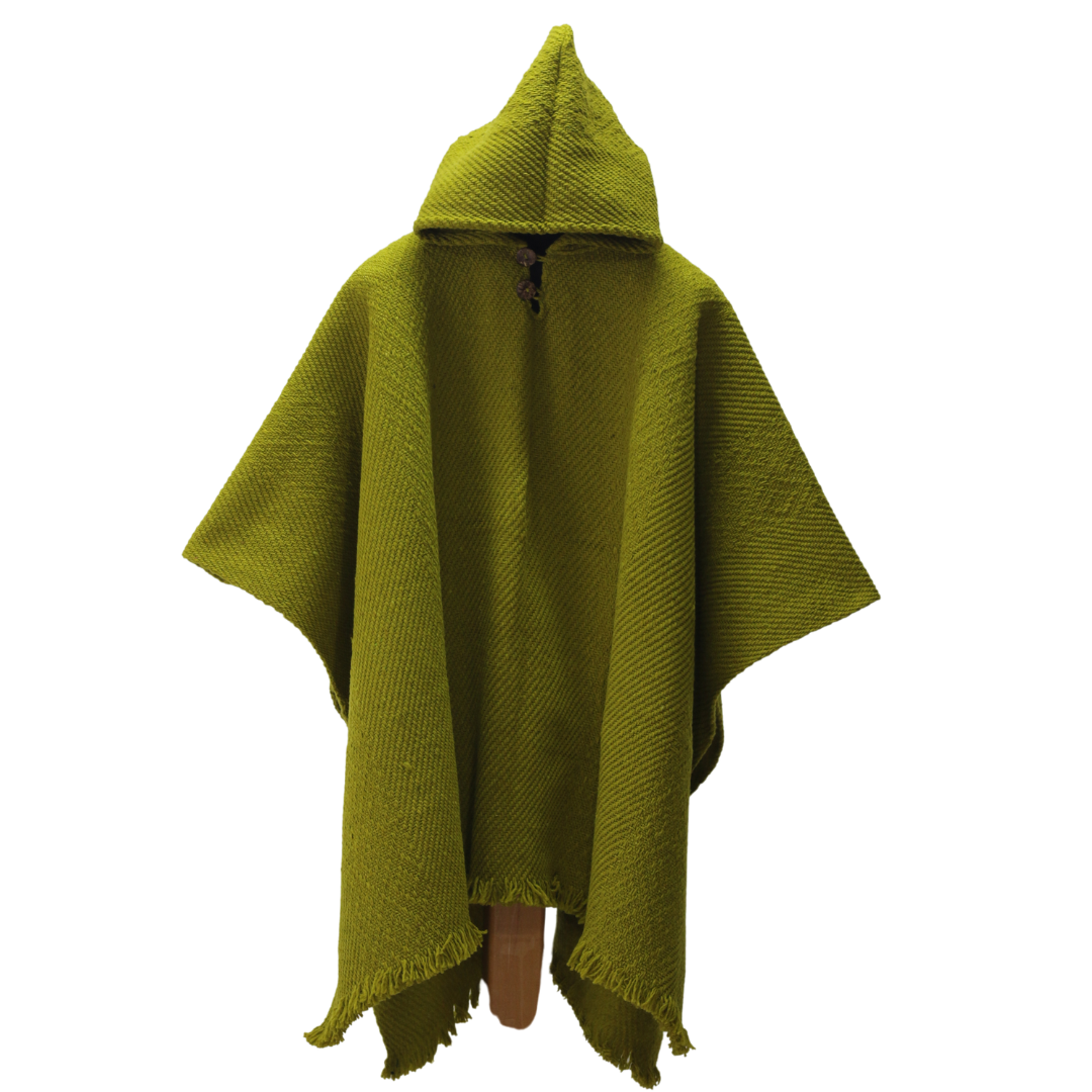 PONCHO PREMIUM DOBLE  LANA VERDE LIMON