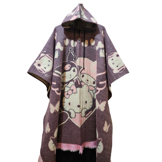 PONCHO ALCAPA HELLO KITTY GRIS ROSA