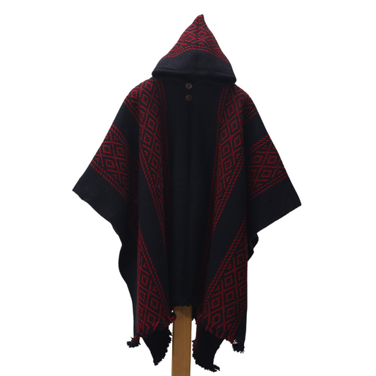 PONCHO PREMIUN NEGRO ROJO