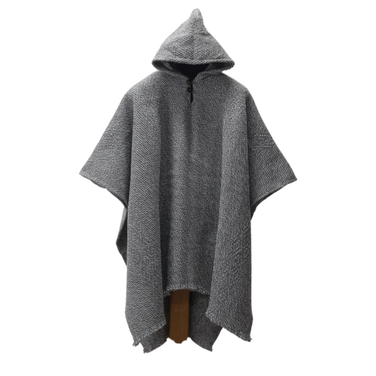 PONCHO LANA GRIS BLANCO JASPEADO