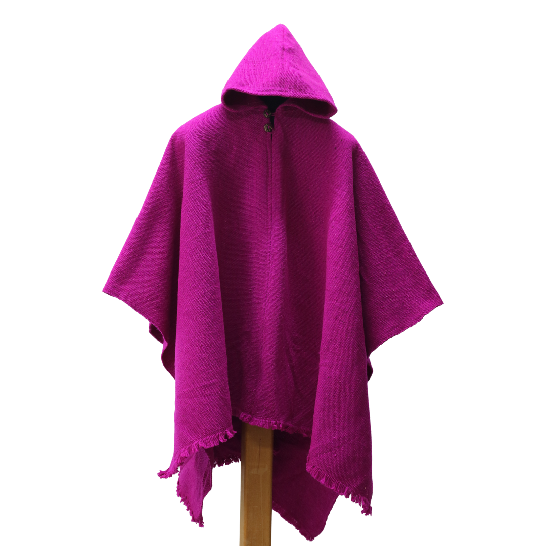 PONCHO LANA HUASO  FUCSIA