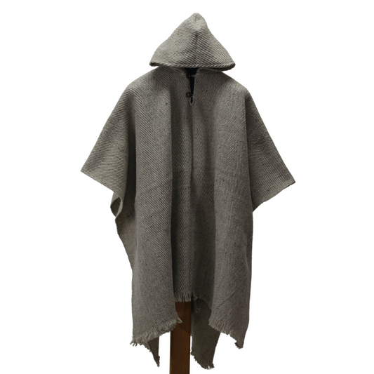 PONCHO DE LANA BEIGE OSCURO JASPEADO