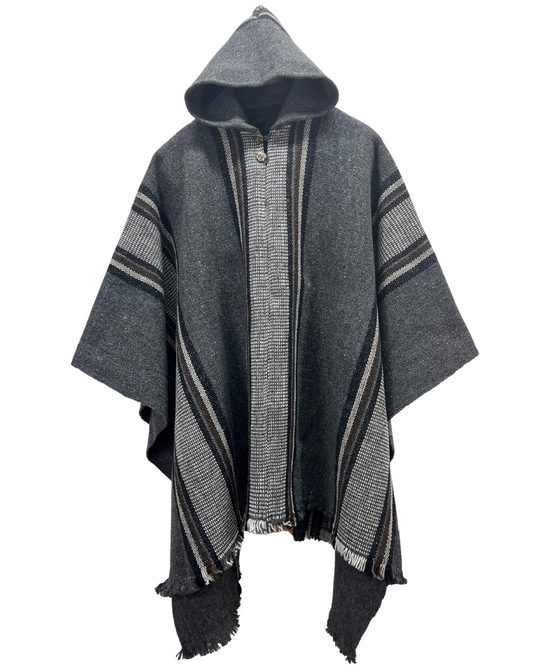 PONCHO HUASO GRIS LINEAS