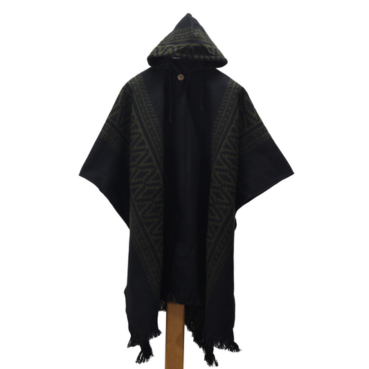 PONCHO ALPACA NEGRO ETNICO