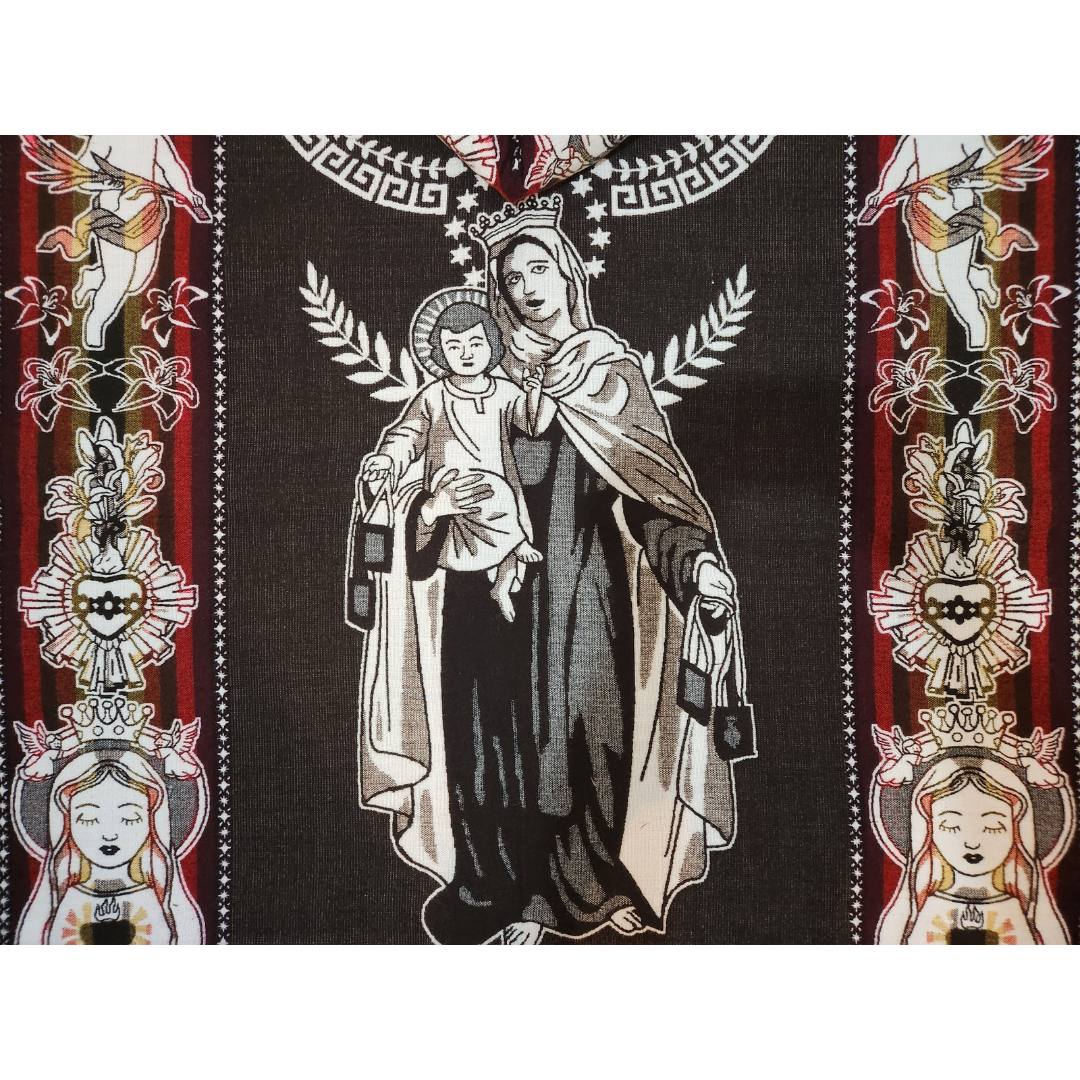 PONCHO ALPACA VIRGEN MARIA BANDAS ROJAS