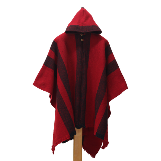 PONCHO LANA DE OVEJA  ROJO