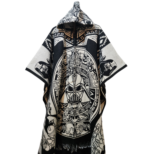 PONCHO ALPCA DARK VADER NEGRO BLANCO